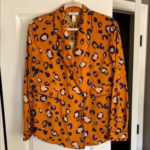 Orange Leopard Print Blazer